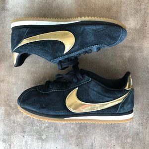 Nike Cortez, size 8, black and gold